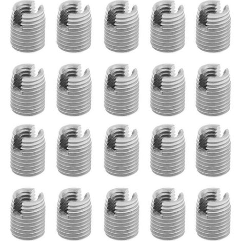 20pcs Threaded Inserts Slotted Screws Self-Tapping Nuts Thread Reducers Helical Repair Kit M4 x 8mm MUMU (1/4)