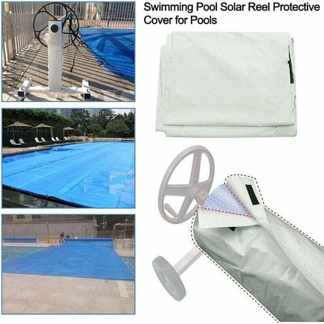 Solar-Poolabdeckung zum Aufrollen – Winddicht/Regendicht/Staubdicht/UV-beständig – 210D Oxford-Gewebe – Schwarz – 490 x 96 cm