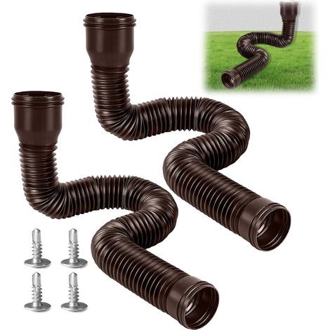 Canaux de Toit, Tuyau de Descente, Extension de Gouttières 150 cm Extensions de Tuyaux de Découverte, Kit Flexible, Fossé de Pluie, Extension de la Pelouse (2 Marrons) (1/5)