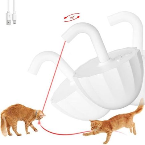Jouet laser pour chat - Automatique - Rotation à 360° - 3 modes - Rechargeable - Idéal pour les chats qui s'ennuient - Lot de 2 (1/5)