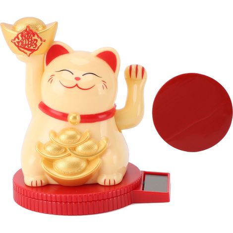 Ortviai Chat Porte-Bonheur Solaire Rotatif Jaune MLY23091-2 pour Tableau de Bord Voiture et Bureau (1/5)