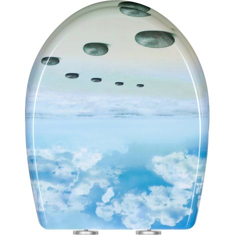 WOLTU Copriwater Soft Close Universale Chiusura Ammortizzata Sedile Wc Forma di O, Cielo Blu