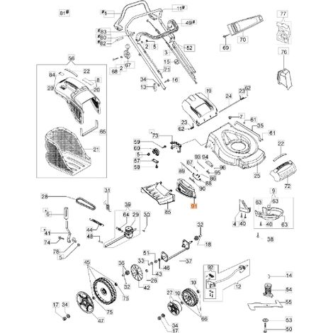 Porte de tondeuse à gazon modèles G53TBX G53THX ORIGINAL EMAK 66070914AR