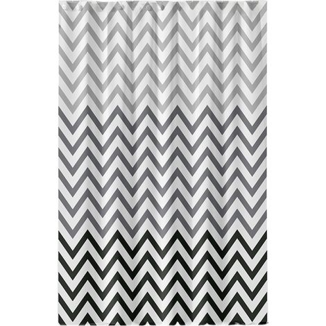 1 Rideau de douche, Polyester, Motif zigzag, Gris, 183x183 cm, Salle de bain (1/5)