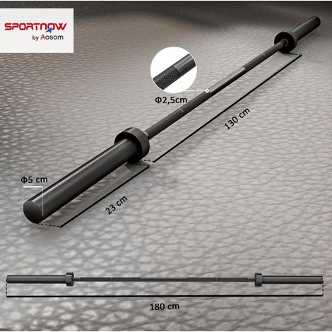 Olympische Hantelstange 180 cm aus Stahl, 200 kg Traglast, schwarz OKMYHOME