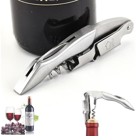Taschenflaschenöffner, Flaschenöffner mit doppelter, federbelasteter Klinge, ideal für Barkeeper und ein tolles Geschenk, mit mikroverzahnten Klingen. (1/5)
