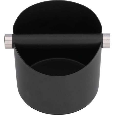 Seau à marc de café pour espresso, noir, grand modèle (FC-05-2), en acier inoxydable, forme ronde, usage domestique, compact. (1/5)