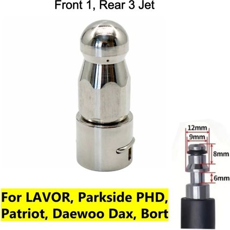 (LW 1-3) Embouts de buse de nettoyage haute pression pour déboucheurs de canalisations Karcher série K/Lavor/Bort/WAP, à fixer directement sur le tuyau d'arrosage. (1/5)