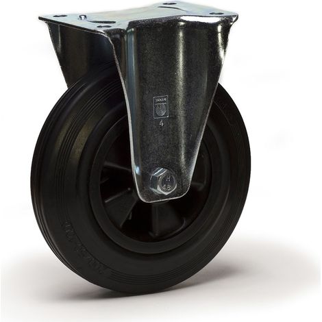 Roulette fixe diamètre 80 mm caoutchouc noir - 50 Kg