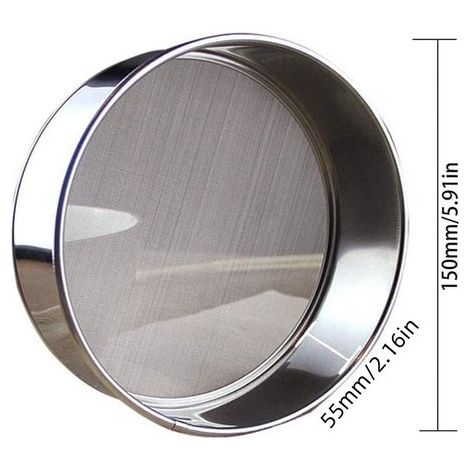 Setaccio per farina - Setaccio per farina in acciaio inox - Setaccio fine - Setaccio per alimenti - Setaccio in acciaio inox - 15x5,5 cm - Argento (1/4)