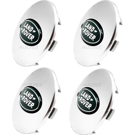 Tapacubos de ABS de 62 mm con logotipo central compatible con accesorios Land Rover (cromo verde LR) (1/4)