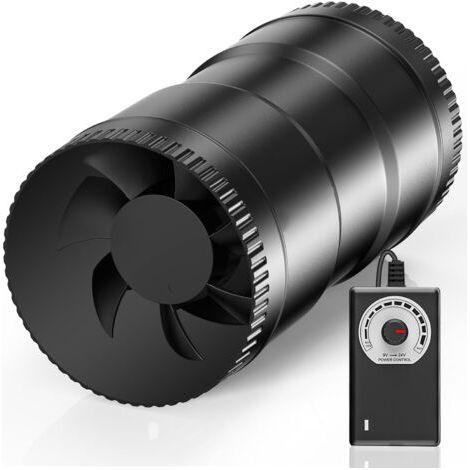 Extracteur d'air en ligne 100 mm 6 W 221 m³/h Ventilation avec variateur Caves humides, Garages, Culture hydroponique [Classe énergétique B]
