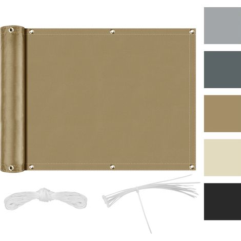 (Jaune sable, 75x600CM) Clôture d'intimité extérieure, tissu pare-soleil imperméable et résistant aux UV, convient aux balcons et aux cours. (1/4)