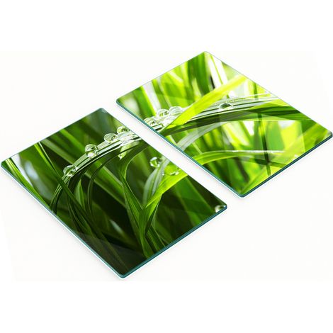 Pannelli decorativi multifunzionali in vetro temperato con motivo a gocce d'erba, 2x40x52 cm (1/5)