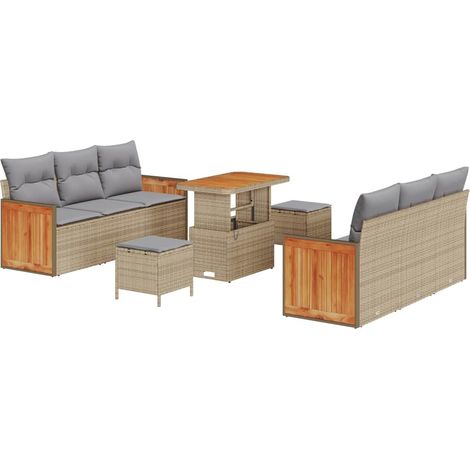 Maison Exclusive - Set Divano da Giardino 11 pcs Beige e Grigio Chiaro polyrattan