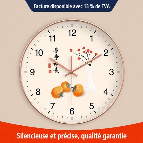 Horloge murale ronde silencieuse design sobre pour salon et intérieur 290 g – Livraison gratuite (1/5)
