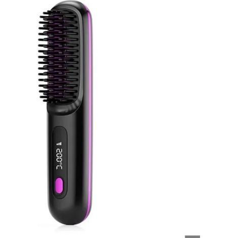 Brosse lissante sans fil - Rechargeable - Affichage LCD - Chauffage céramique MCH - 3 températures réglables - Ionique - Noir -lan (1/5)