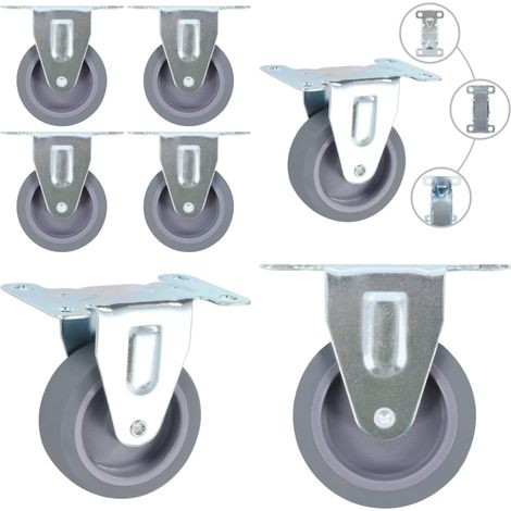 Roulettes fixes 4 pcs 75 mm - Roulettes Fixes - Roulettes Pour Meuble - Accessoires De Rangement - Roues Industrielles - Fixation De Meuble - Home & Living (1/5)