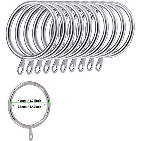 CSPARKV 50pcs Metal Curtain Rings for Curtains and Rods, 38mm Inner Diameter (Silver) (1/5)