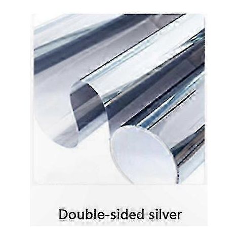 Film adhésif réfléchissant pour vitres, teinté et opaque, pour la maison et le bureau, 1 mètre de long (90 cm), argent double face. (1/5)