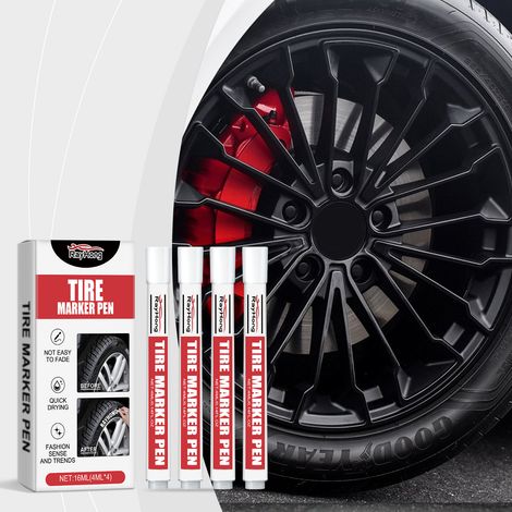 Car tire marker, oil-based, non-fading, creative DIY car tire paint pen -- 16ML (4ML4) -- BIEMMEDUE (1/5)