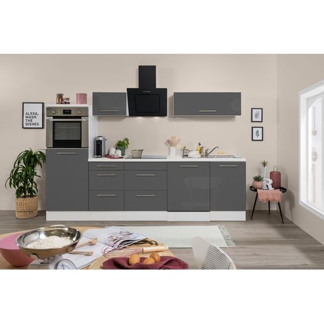 Cuisine Kitchenette Bloc cuisine Blanc Gris Amanda 280 cm Respekta Premium (1/4)