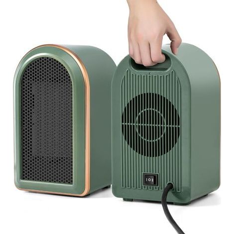 Chauffage d'appoint Electrique Portable,Petit Radiateur Soufflant Economie d'énergie PTC Ceramique,Silencieuse Chauffage Cinétique1200W/800W,Chauffage Mini Plug in Dumping Surchauffe (1/4)