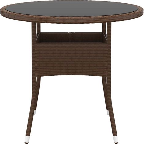 Maison Exclusive - Gartentisch Ø80x75 cm Hartglas und Poly Rattan (1/4)