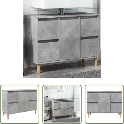 Armoire sous lavabo - Meuble d'évier gris béton 80x33x60 cm bois d'ingénierie (1/5)