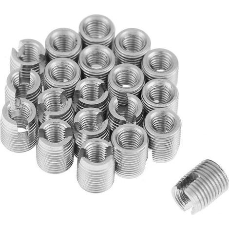 20pcs Self-Tapping Threaded Insert, M3 x 6mm Self-Tapping Slotted Screw Thread Insert Nut for Helical Repair (1/4)