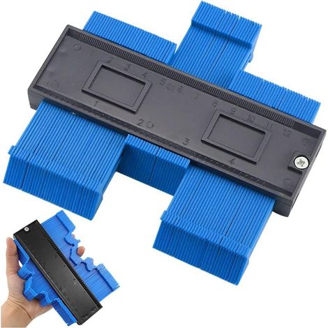Bleu Jauge de contour Copieur de Contour, Duplicateur de Profil, Jauge Duplication Profil, Jauge de Contour Règle, Jauge de Contour Verrouillable, pour Bricolage, Menuiserie (1/5)
