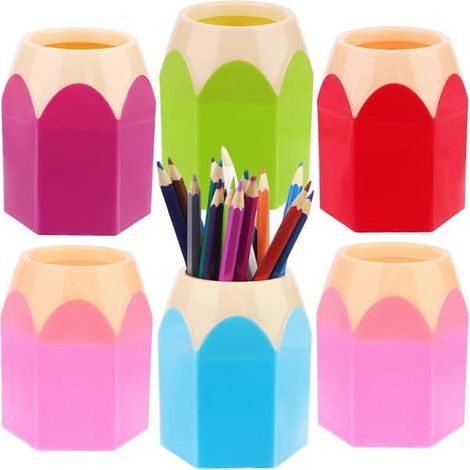 6 pcs Plastic Pencil Vase Pencil, Pen Shaped Pen Holder Pencil Storage Organizer Pen Holder Creative Pencil Sharpener Design Pen Pot (1/5)