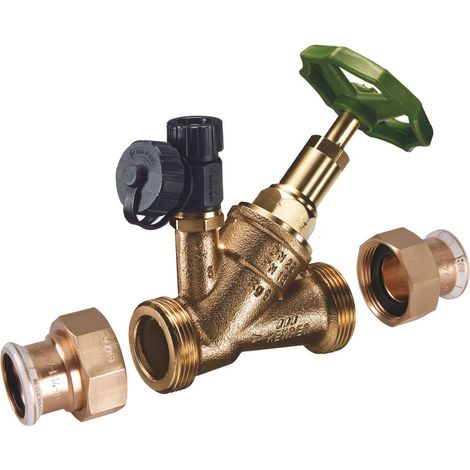 Kemper Standard Freistrom-Absperrventil mit Entleerventil, Mapress-Verschraub. DN 15/18, PN 16, Rotguss/Messing, Figur 174 21 VT