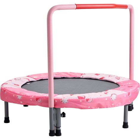 Trampoline 36 pouces pour enfants, pliable avec barre de maintien, intérieur et extérieur, cadeau d'anniversaire 3 ans et plus (1/5)
