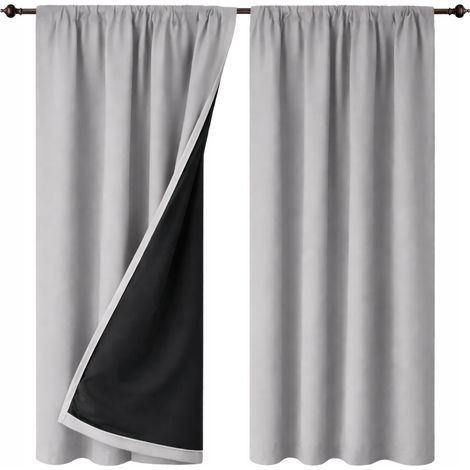 Cortina opaca lisa de 145x240 cm para salón, cinta WAVE gris claro. (1/5)