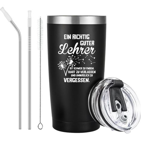 Thermosbecher für Lehrer, 600ml Edelstahl Becher mit Spruch, Geschenkidee (1/5)