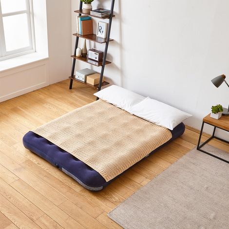 Neo Double Raised Flocked Airbed Inflatable Guest Camping Blow Up Mattress Air Bed (1/5)