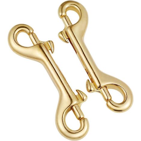 Lot de 2 mousquetons double face robustes pour laisse de chien, avec crochets et anneaux de fixation. (1/5)