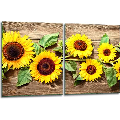 2x Glas-Schutzplatte für Herd 40x52 Blumen (1/5)