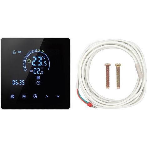 Jeffergarden Thermostat numérique programmable intelligent avec grand écran tactile, chauffage mural compatible avec Tuya 3500W AC90-240V 16A avec WiFi (avec câble de détection de 3 m) (1/5)