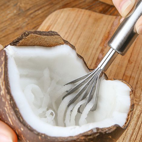 Grattoir à noix de coco en acier inoxydable, outil de cuisine ménager, accessoire pour raboter la noix de coco (1/5)