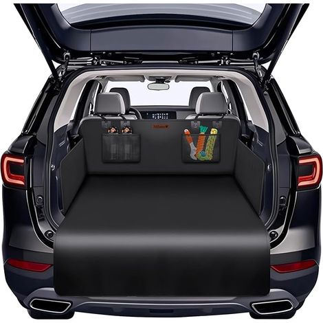 Protection Imperméable et Anti-Dérapante pour Coffre de Voiture-Tapis Universel pour Chiens, Adapté aux Voitures et SUV,Avec Poches en Filet et Protection de Pare-Chocs(Noir) (1/5)