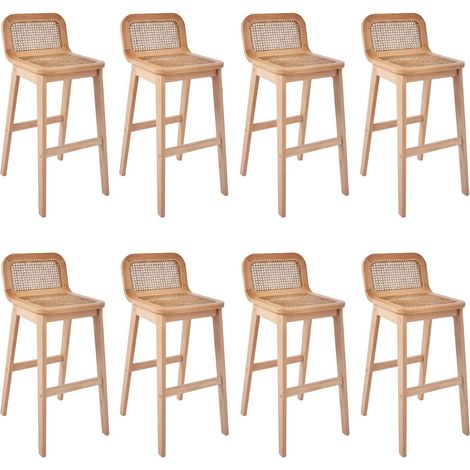 Set di sedie da bar e da isola in rovere con seduta in canna da 65 cm SANA