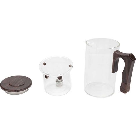 Teekanne aus Glas mit Sieb, Holzgriff, Tee-Wasser-Trennsystem, hitzebeständig, für losen Tee, geeignet für Zuhause