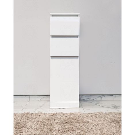 Colonna bagno bianco lucido cm 30x112 con 1 anta e 2 cassetti (1/5)