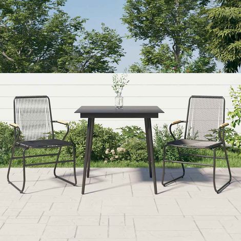 vidaXL Juego de comedor de jardín 3 piezas ratán PVC negro (1/4)