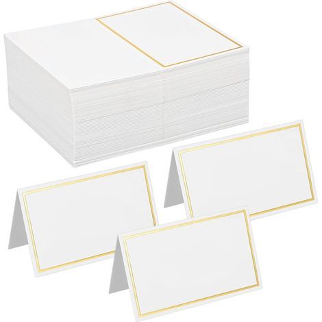 50 Pieces Wedding Place Cards, Table Name Cards, Birthday Place Cards, Name Cards with Gold Border for Weddings, Birthdays, Parties, Communions, Baptisms (1/5)