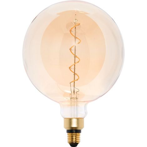 Ampoule LED globe à filament ondulé déco - Xxcell - E27 - 4,5 W - 400 lm - 2200 K - D.200 mm - Ambrée