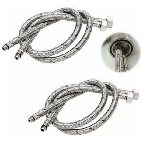 FENOPLASTICATuyau de raccordement de robinet 3/8 DN6 de 60 cm de long, tuyau d'eau flexible fileté à compression, lot de 2 (1 paire)