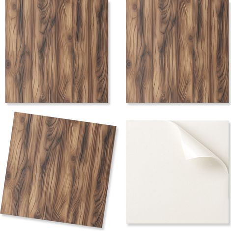 Juego de baldosas de vinilo estampadas - Decoraci贸n de dormitorio con estampado de madera natural 9x30x30 cm
